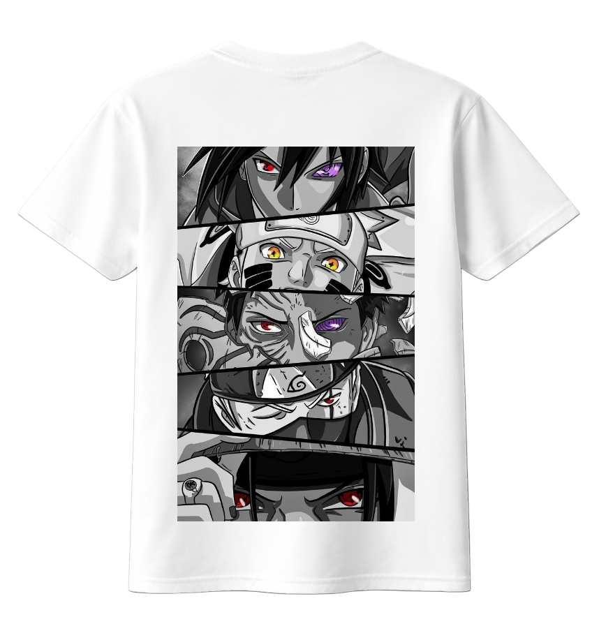 Naruto Shippuden T-Shirt by ScandiAnime featuring a colorful graphic of Naruto in action pose on black fabric