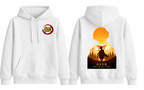 White Zenitsu hoodie from ScandiAnime, featuring a comfortable fit and detailed design inspired by the anime character.
