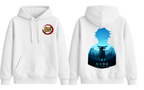 White Giyu hoodie from ScandiAnime, soft fabric, with detailed Giyu character design, perfect for anime fans and casual wear.