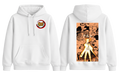 White Naruto Uzumaki hoodie by ScandiAnime featuring a front graphic of Naruto's face and signature orange accents.