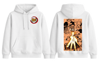 White Naruto Uzumaki hoodie by ScandiAnime featuring a front graphic of Naruto's face and signature orange accents.