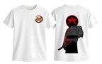 White Sasuke T-shirt from ScandiAnime featuring a graphic print of the Naruto character Sasuke Uchiha.