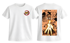 White Naruto T-Shirt by ScandiAnime featuring a graphic print of Naruto Uzumaki in a casual style.