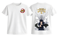 White Megumi T-Shirt by ScandiAnime featuring a casual fit and graphic design on the front.