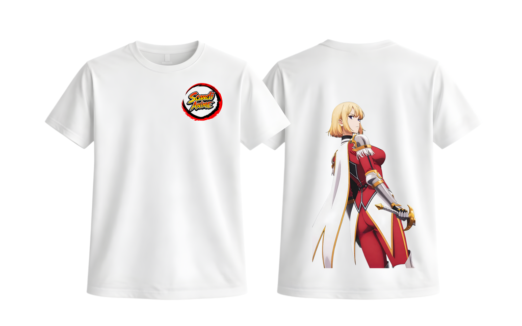 White Cha Hae-in T-shirt from ScandiAnime featuring a graphic design, casual fit, and soft cotton fabric.