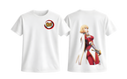 White Cha Hae-in T-shirt from ScandiAnime featuring a graphic design, casual fit, and soft cotton fabric.
