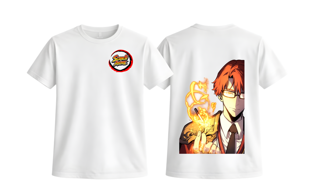 White Choi Jong-In T-shirt by ScandiAnime featuring a casual fit and graphic design on the front.