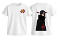 White Itachi T-Shirt from ScandiAnime featuring a detailed graphic print of the popular anime character.