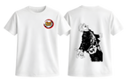 White Gojo T-Shirt by ScandiAnime featuring a graphic design of the character Gojo Satoru from anime.