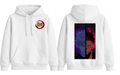 White Gojo and Sukuna hoodie by ScandiAnime featuring detailed anime character graphics on a comfortable hoodie.