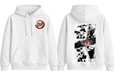White Kakashi hoodie from ScandiAnime featuring a printed Naruto character design on the front.