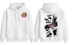 White Kakashi hoodie from ScandiAnime featuring a printed Naruto character design on the front.