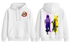 White Naruto and Sasuke hoodie by ScandiAnime featuring anime character graphics and a comfortable fit.