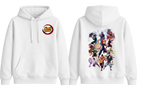 White Jujutsu Kaisen hoodie by ScandiAnime featuring character graphic, comfortable fit, and casual streetwear style.