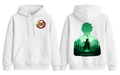 White Tanjiro hoodie from ScandiAnime featuring character artwork and comfortable hooded design.