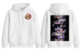 White Demon Slayer hoodie by ScandiAnime featuring character artwork, casual fit, and comfortable fabric for fans of the anime series.