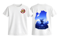 White Inosuke T-shirt from ScandiAnime featuring a graphic print of the character Inosuke from anime.