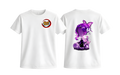 White Shinobu Kocho T-Shirt by ScandiAnime featuring a detailed illustration of the Demon Slayer character on the front.