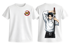 White ScandiAnime Yuta T-Shirt featuring a casual fit and graphic design, perfect for fans of anime-inspired fashion.