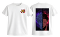 White Gojo and Sukuna T-shirt by ScandiAnime featuring detailed character illustrations on the front.