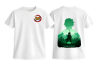 White Tanjiro T-shirt by ScandiAnime featuring anime character illustration on the front, casual fit, and comfortable fabric.