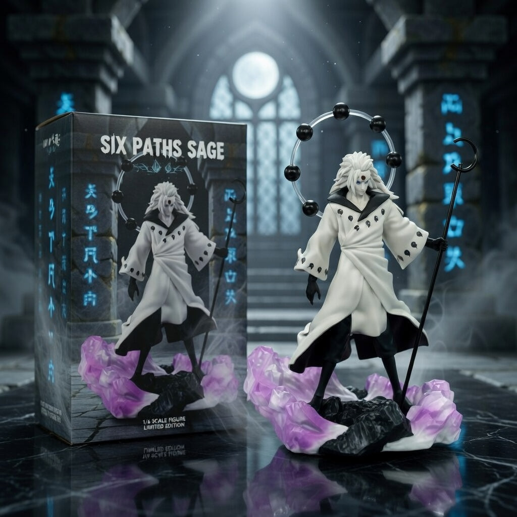 ScandiAnime Madara Six Path figure, detailed collectible figure from the Naruto series, showcasing Madara Uchiha in dynamic pose.