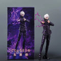 ScandiAnime Satoru Gojo figure displaying detailed design, blue robes, and white hair, posed standing with hands in sleeves.