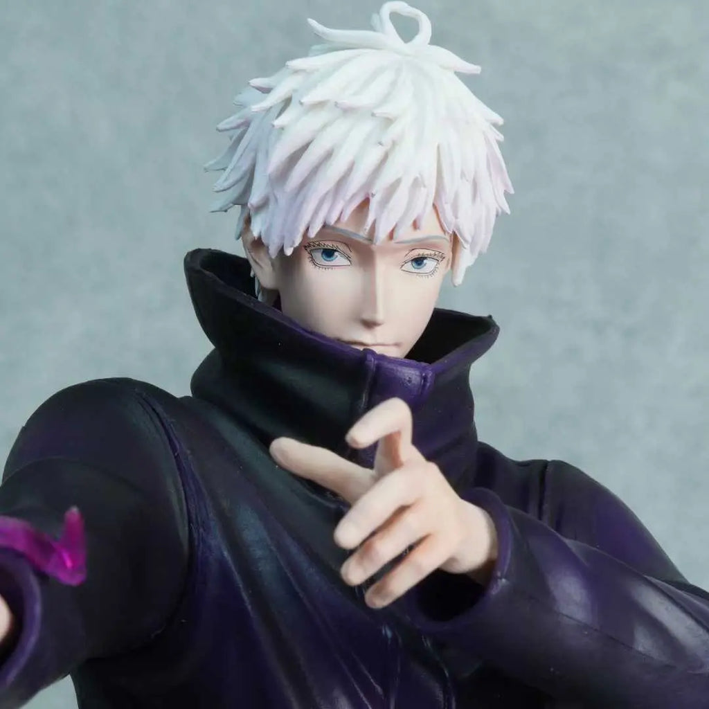 Satoru Gojo figure by ScandiAnime featuring detailed design and pose, showcasing his iconic white hair and blindfold.