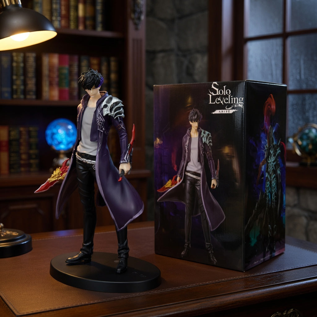 ScandiAnime Sung Jin-woo figure from the figures collection, detailed statue of the popular anime character in dynamic pose.