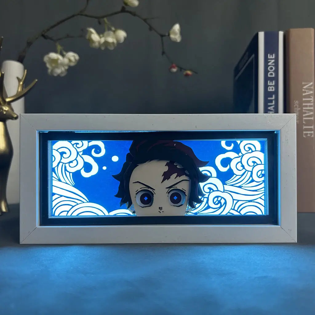 Tanjiro Kamado Aura Lamp by ScandiAnime, featuring a detailed figure with glowing aura effects, perfect for anime fans and collectors.