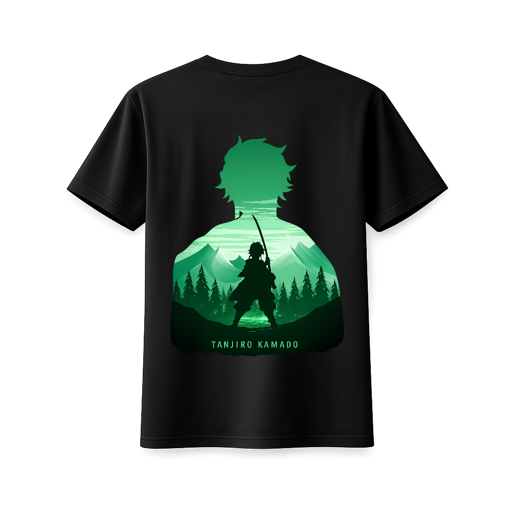 Tanjiro T-shirt from ScandiAnime featuring a detailed illustration of Tanjiro Kamado, perfect for anime fans.