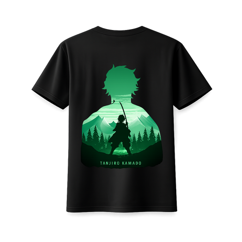 Tanjiro T-shirt from ScandiAnime featuring a detailed illustration of Tanjiro Kamado, perfect for anime fans.
